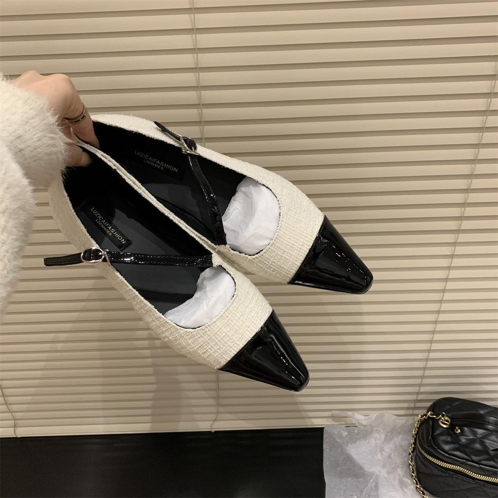 fashion 2024 Women's Shoes Brand Women's Mary Jane Spring and Autumn Pointed Toe Single Shoes Pumpkin Shoes