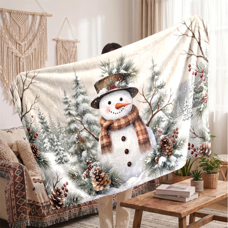 Christmas Flannel Throw Blanket Soft Warm Cozy For Sofa Bed Indoor Home Use Great Holiday Gift