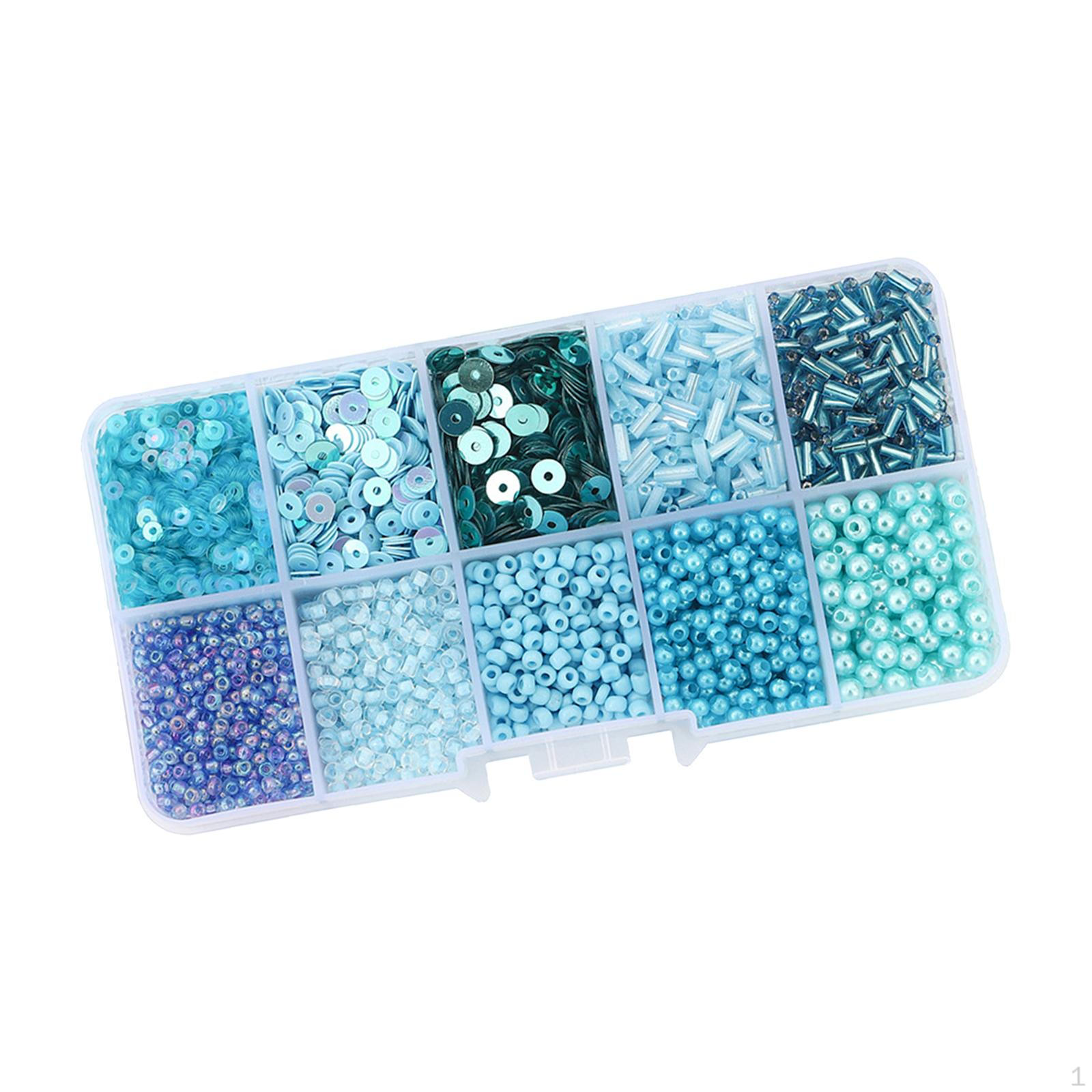 

Стеклянный бисер для изготовления ювелирных изделий, круглые смешанные ремесленные свободные блестки, набор колец, шитье синий