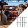 Clutch Cover Bolts for Polaris RZR 570 900 1000 for Polaris for Ranger 570 900 100xp / Durable Alloy Steel Galvanized / 12 Pcs Silver Tone