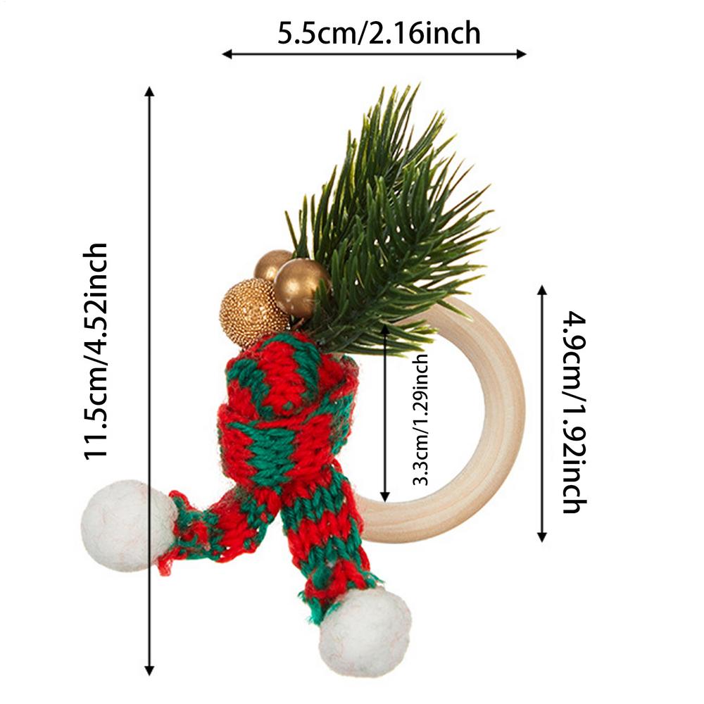 6pcs Mini Christmas Napkin Rings Handmade Napkin Holders Christmas Pine Needles Napkin Holders Artificial Napkin Clasps