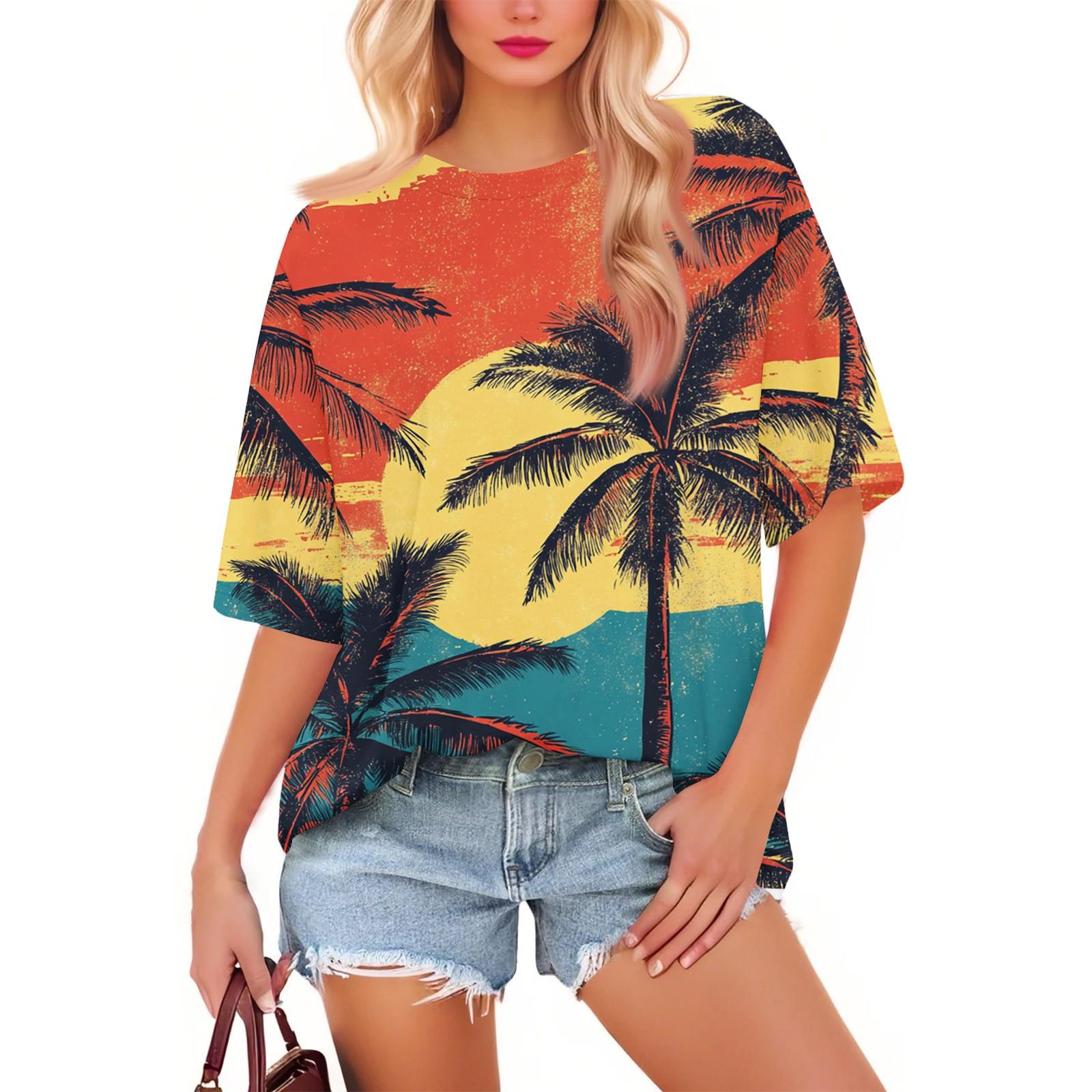 

Женская мода повседневная цветочная свободная круглая горловина короткий рукав модная праздничная футболка топ XL