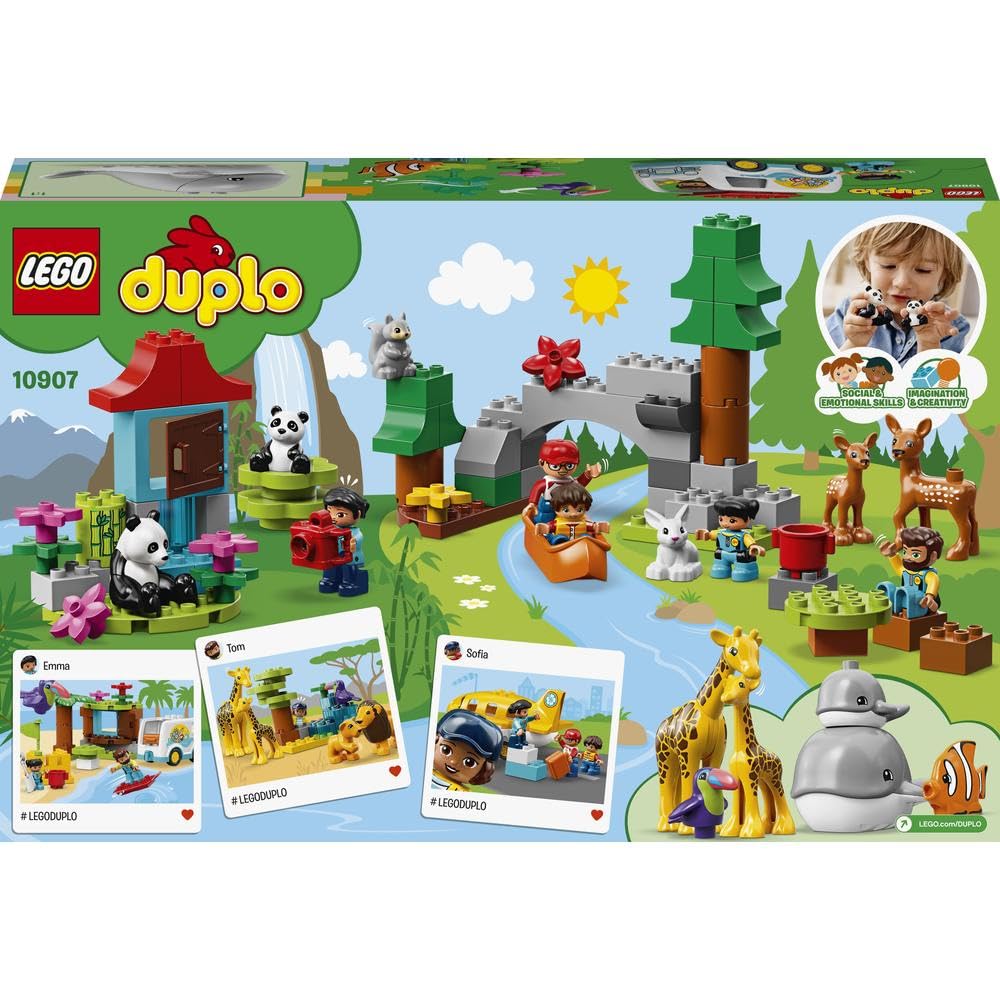 LEGO Duplo Welt Tiere Weltentdeckung 10907 Pädagogisches Bausteine Spielzeug für Mädchen und Jungen