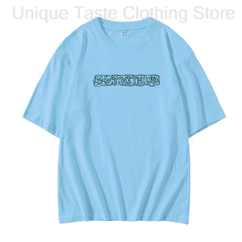 

TWS 247WITHUS Concert Same T Shirt Kpop Fashion Fans Clothes Women Unisex Summer Loose Cotton Short Sleeve Tee Letter Print Tshirt 4XL