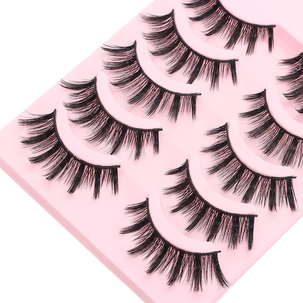 5 pairs Wispy Manga Lashes Soft Faux Mink Lashes New Wet Eyelash  Eye Makeup
