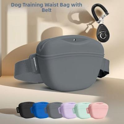Portable Dog Treat Bag Silicone Magnetic Closure Pet Outdoor Feeder Bag Hands-Free Soft Puppy Snack Pouch Pet Walking