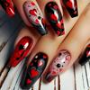 Medium Ballet Nails: Red Heart Valentine's Day Nail Art for Spring/Summer