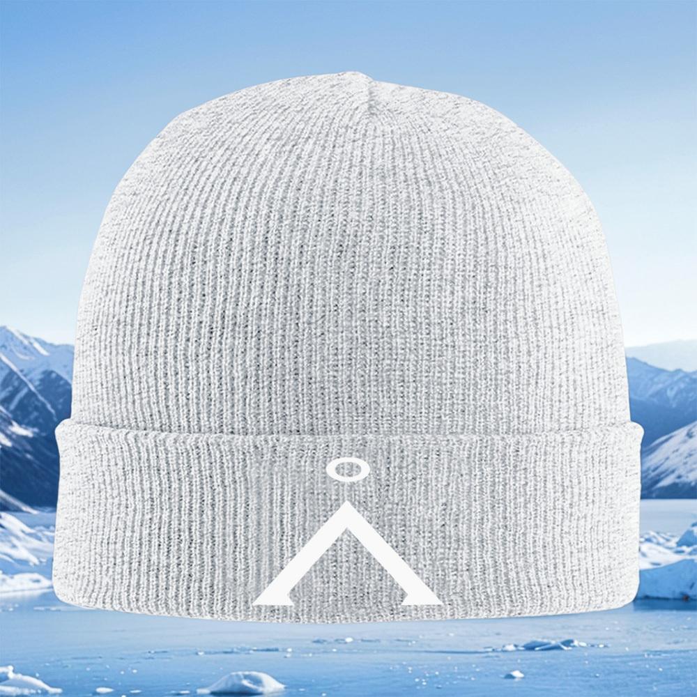 White emblem geometric shape symbol Men Women Unisex Knitted Hat Beanie Pullover Cap Winter Thermal Warm Christmas Outdoor Cycli