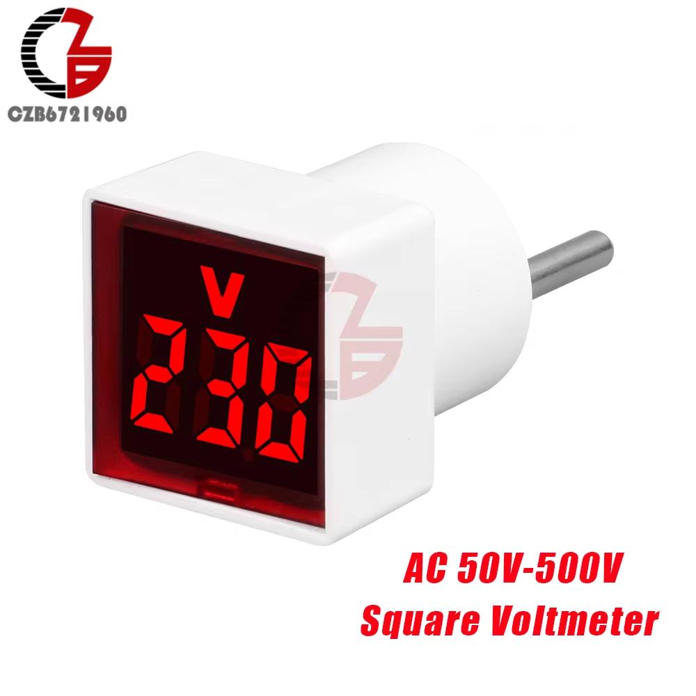 LED Digital Voltmeter Voltage Meter Tester Monitor Car Motorcycle Volt Tester EU Plug Voltmeter Voltage Measurement AC 50-500V