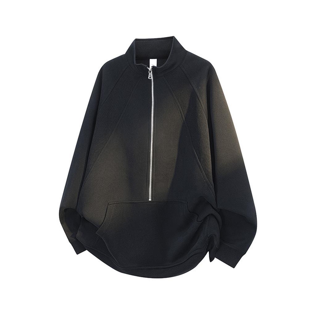 A Half-zipper Stand-up Collar Long-sleeved Sweatshirt Is A Fashionable And Versatile Casual Top