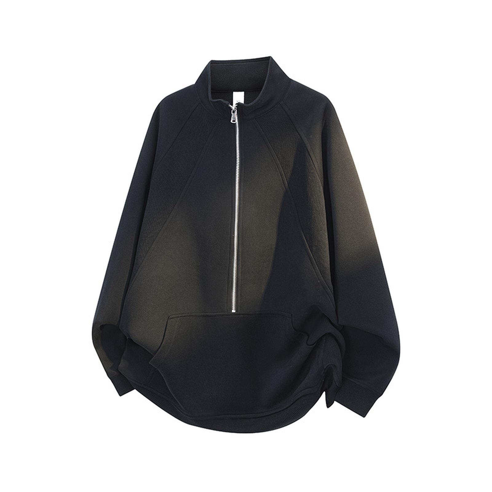 

Свитшот с длинными рукавами и воротником-стойкой на молнии до середины — это модный и универсальный повседневный топ. M чёрный