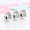 Colorful Arc of Love S925 Sterling Silver Heart-Shaped Rhinestone Positioning Buckle