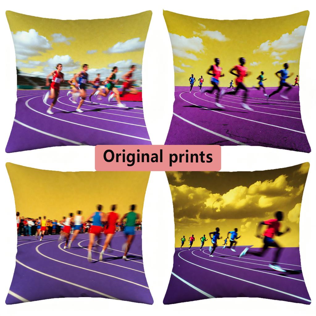 Running Track Sport Throw Pillow Covers Pattern Cushion Cover Suitable for Sofa Bedroom Car Pillow Cover