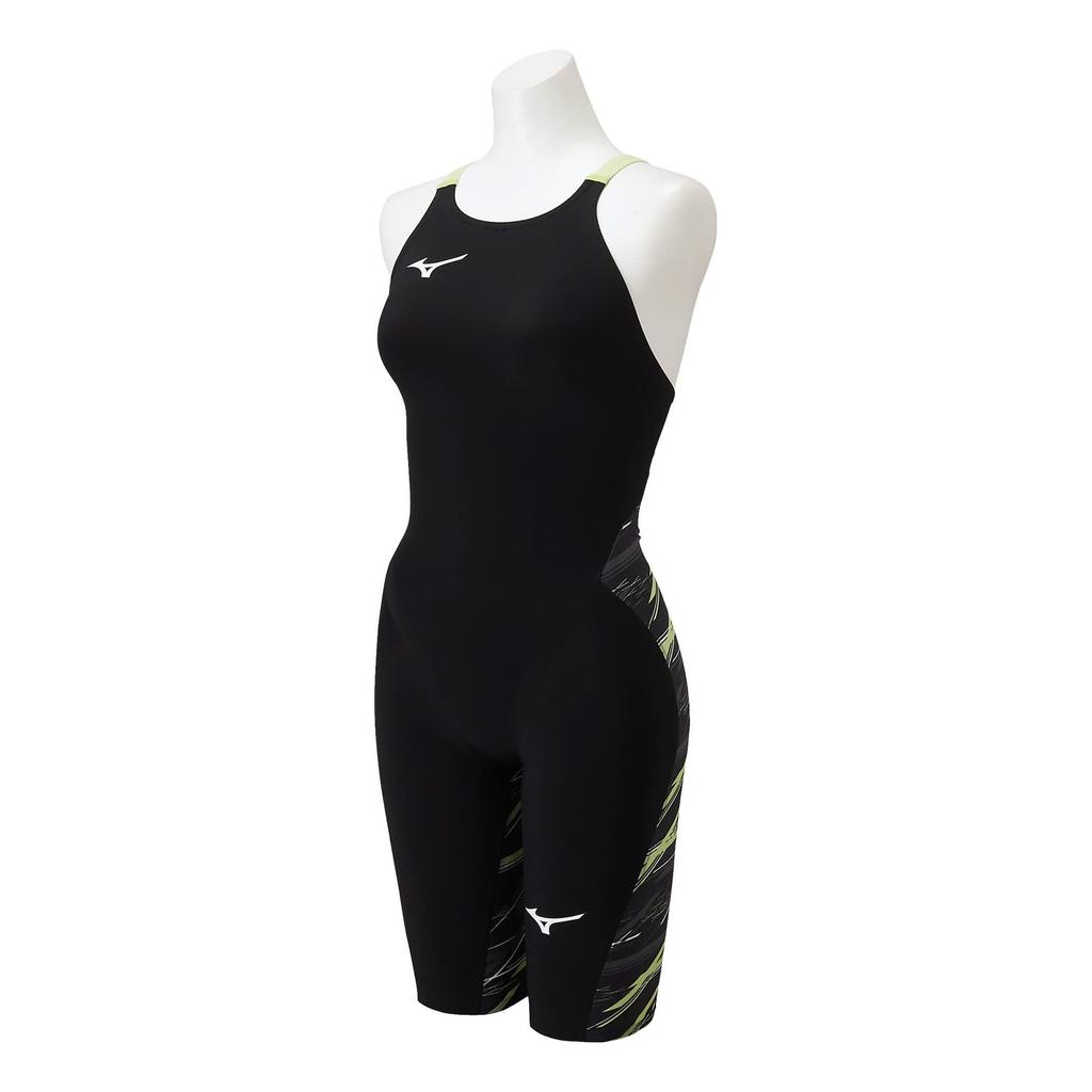 MIZUNO NEO SL Half Black x Size FINA Swimming Women's GX-SONIC Suit, N2MG2205, Neolime, XL, (International Federation) Approved.