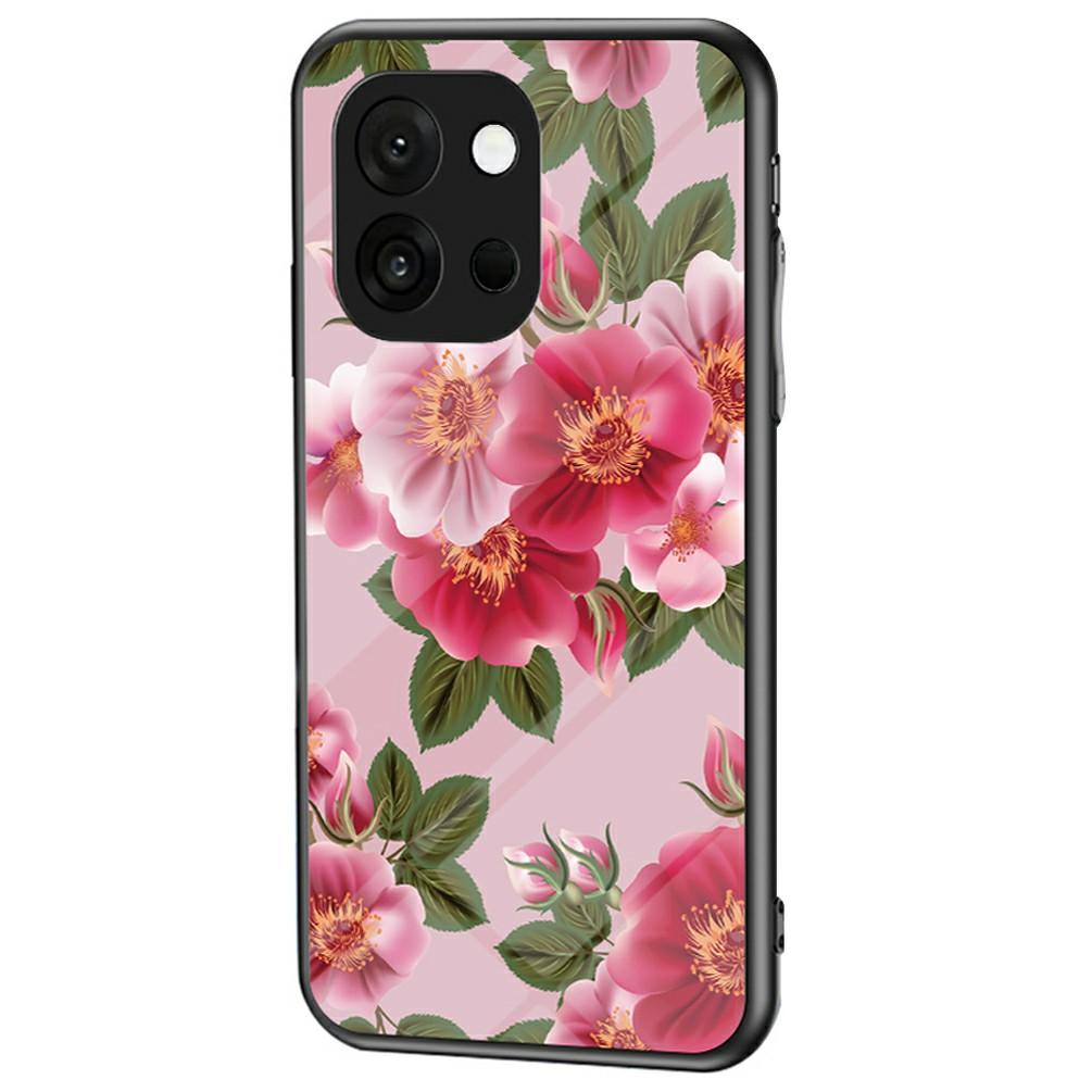 

For OnePlus 13T 5G Case Floral Pattern TPU+Tempered Glass Protective Phone Cover Glamorous Peony