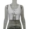 2026 Spring/Summer Women's Lace-up Ribbed Knit Crop Top - Solid Color, Sexy Style 