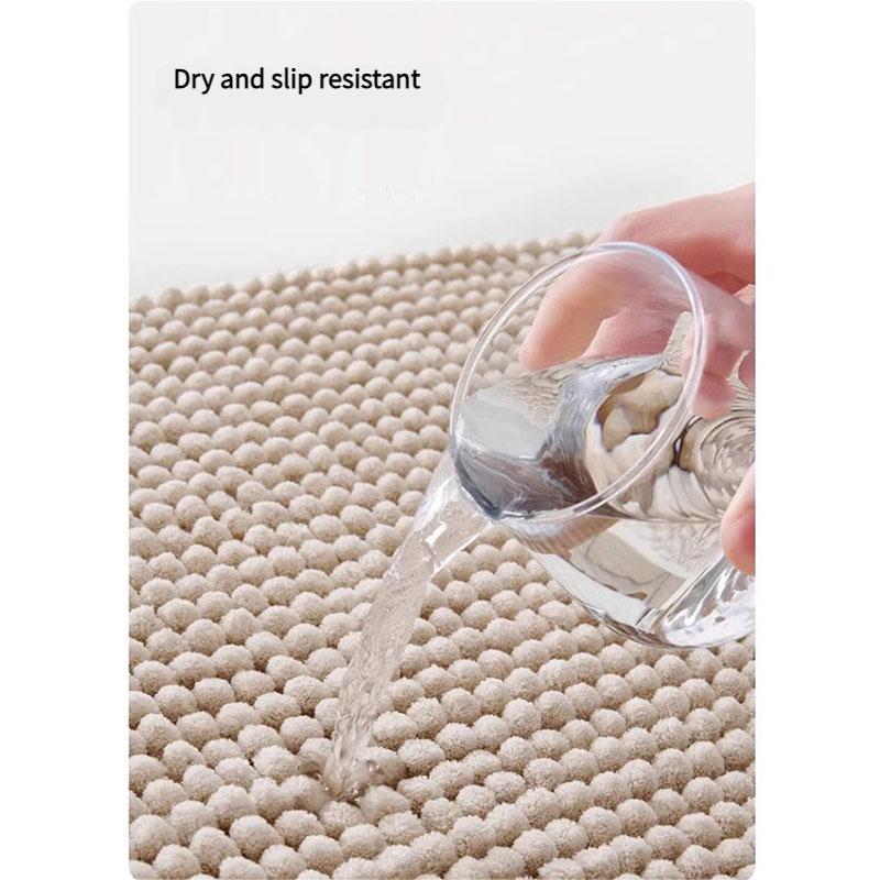 Chenille Bath Mat Non-Slip Backing Plush Soft Absorbent Rug for Bedroom Bathroom Entryway Machine Washable Home Decor