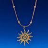 1Pc Gold Sun Pendant Necklace – Spiral Hollow Out Charm for Women, Minimalist Fashion Choker, Trendy Statement Jewelry
