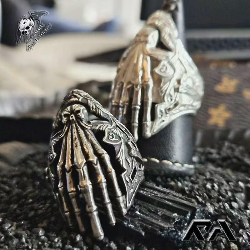 Retro Punk Gothic Style Skull Magic Hand Open Ring For Men Women Jewelry Accessories Gift