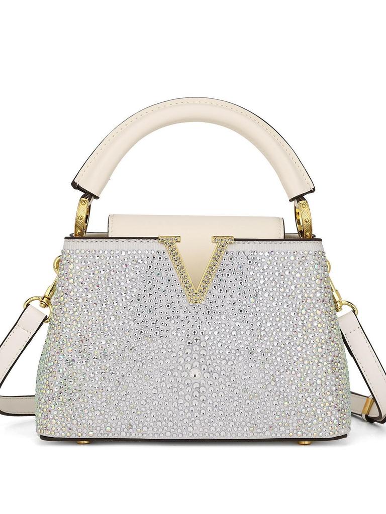 Rose Red Rhinestone Women's Evening Shoulder Bag - 2023 European & American Fashion