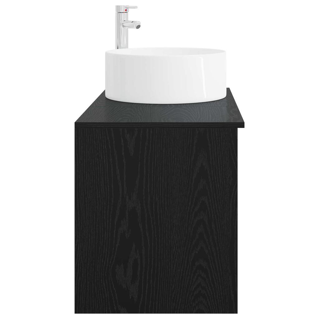 Bathroom Furniture Set 2 Pcs Black Oak Wood Based Material