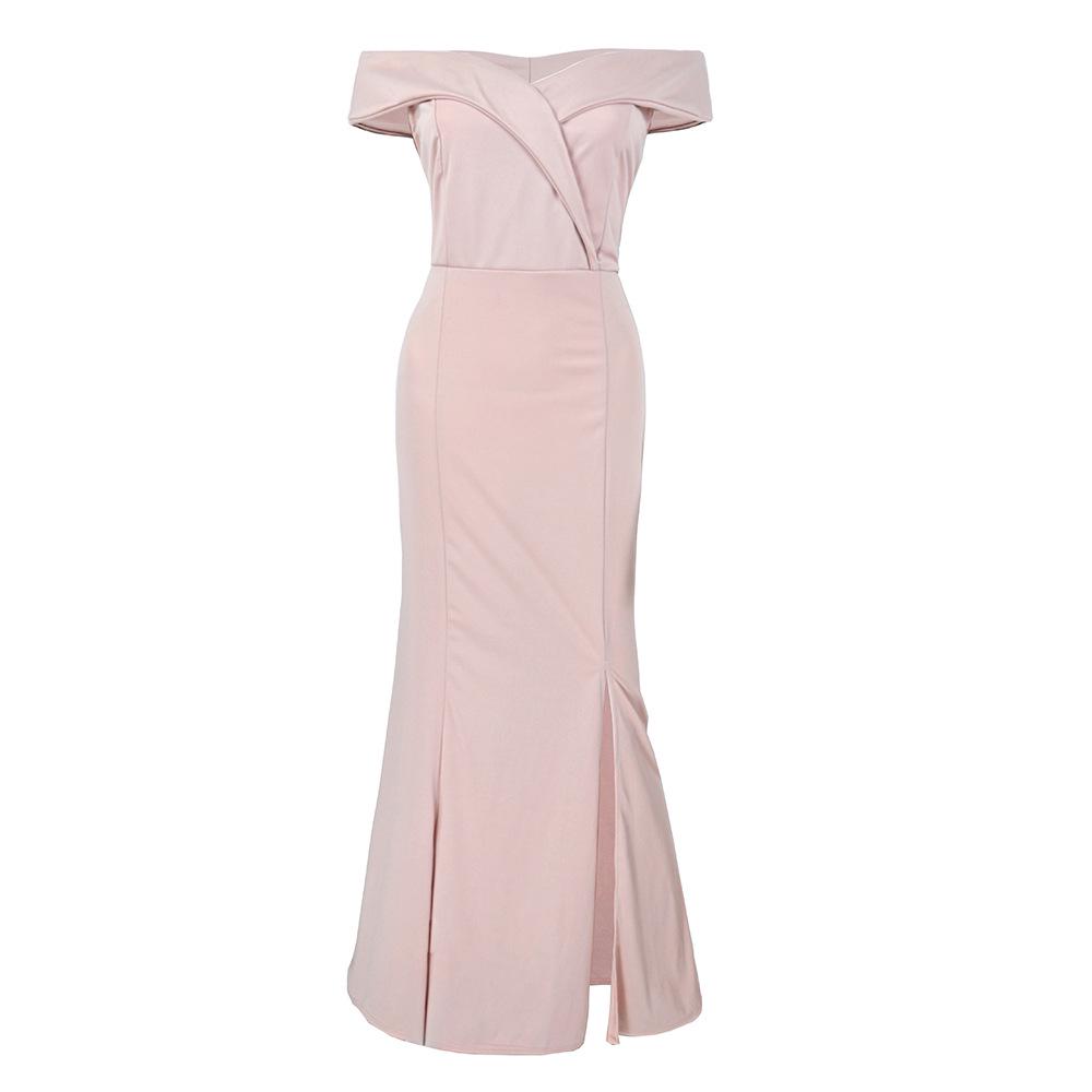 Dámské evropské a americké večerní šaty s výstřihem do V a rozparkem