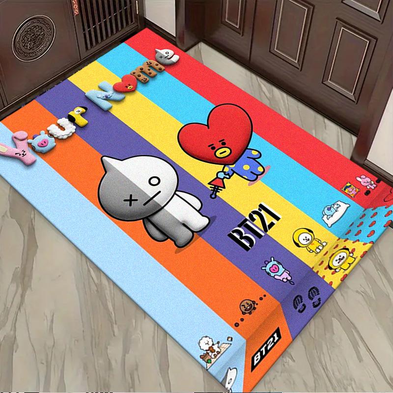 Name Custom Kpop Cartoon Cute BT21 Carpet Rug for Living Room Bedroom Home Sofa Decoration,Kids play Non-slip Floor Mat