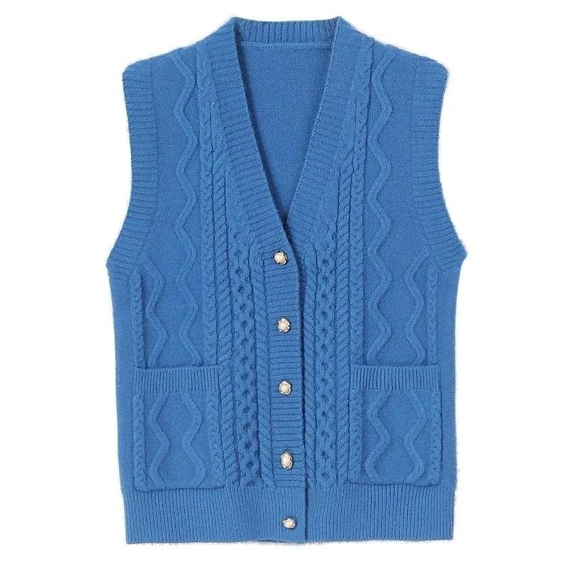 Damen Strickweste Jacke Frühling Herbst Einfarbig V-Ausschnitt Damen Mantel Mittleren Alters Mutter Dame Pullover Weste