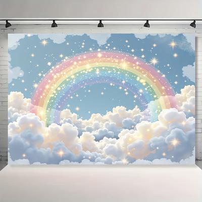 1 Regenbogen Himmel Wandaufkleber - bunte Wolken- und Sternenhintergründe für Hochzeiten Geburtstage Festivals Büros Höfe usw.