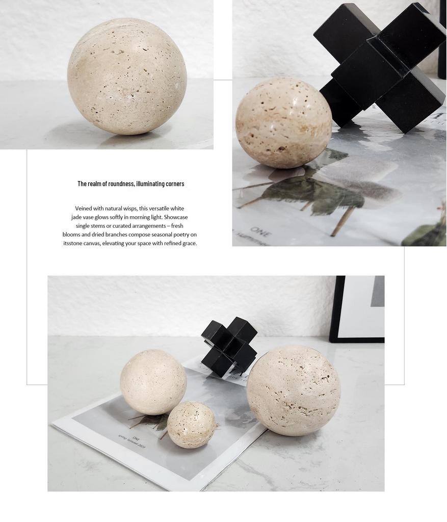 Mramorová kulatá koule - Minimalistická domácí dekorace do obývacího pokoje, na konferenční stolek, do ložnice a ke vchodu