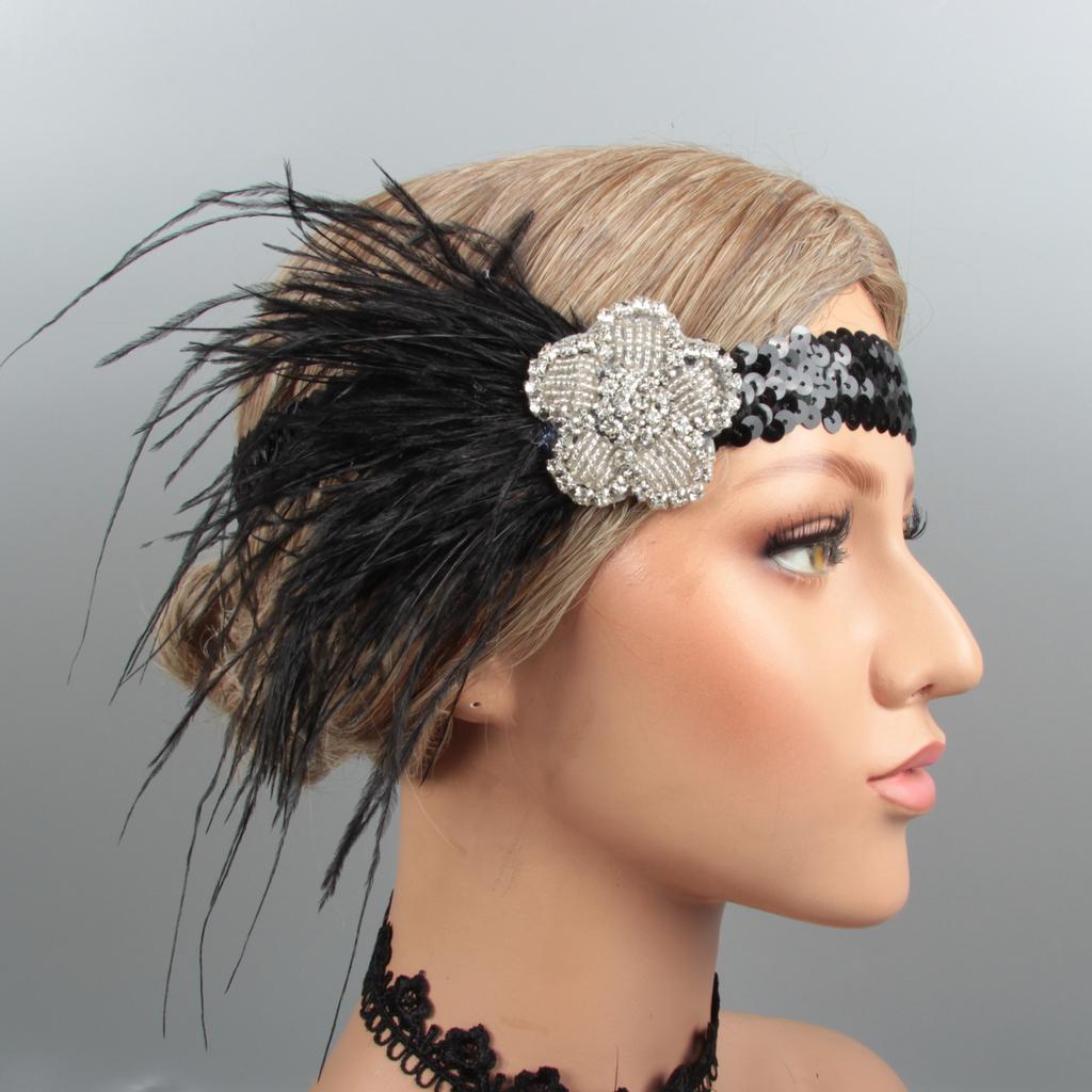 Ebay Ostrich Feather Headband, Masquerade Headgear Gatsby Headband Hd21