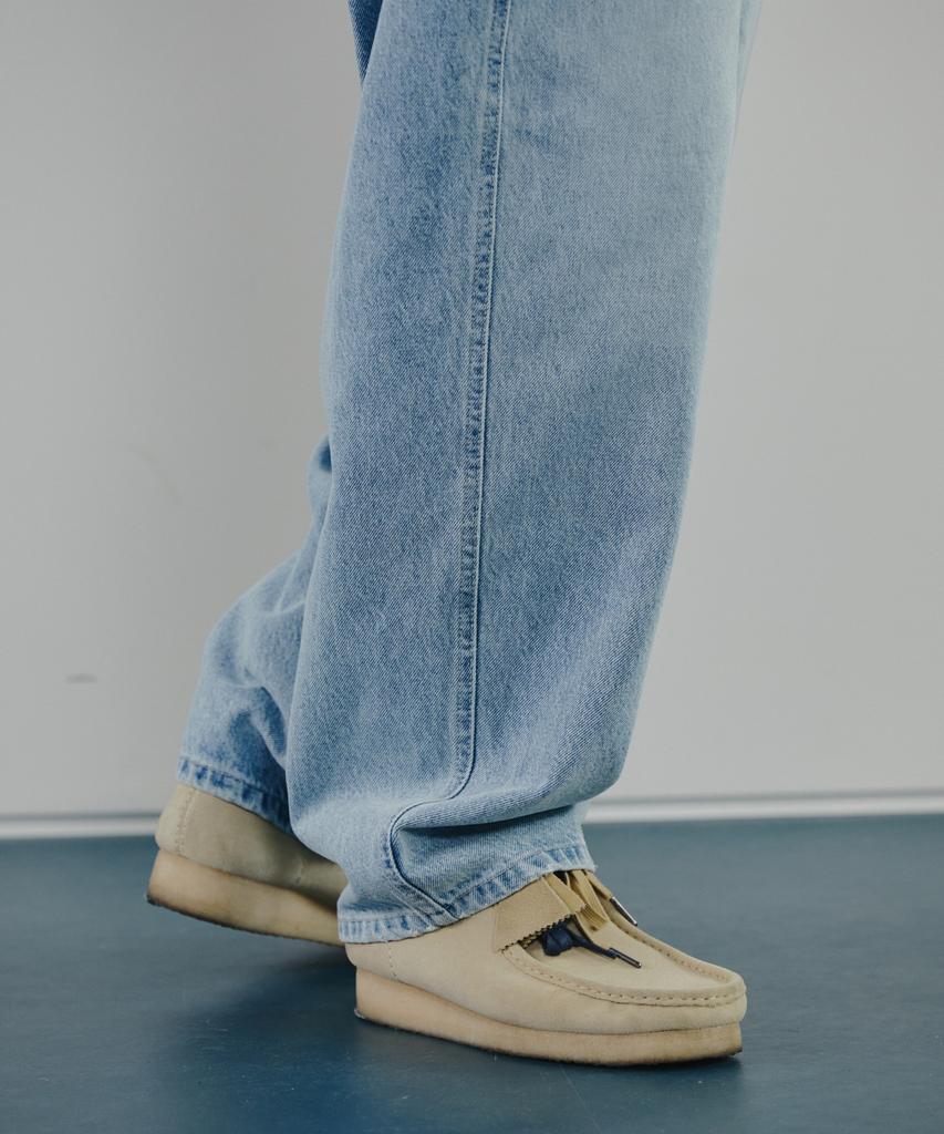 Modenaleudeo Work Pocket Balloon Denim Pants (Light Blue)