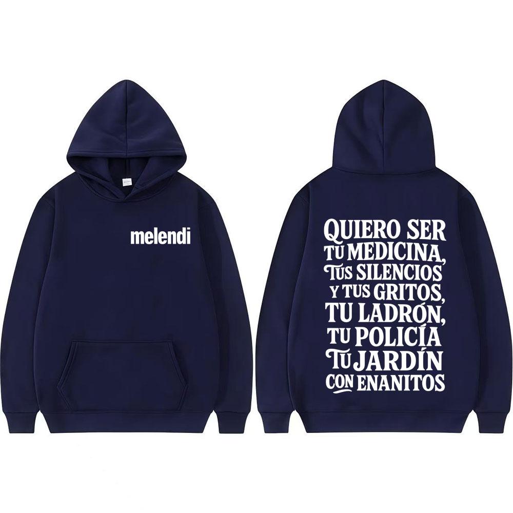 Rapper Melendi Jardín Con Enanitos Letters Print Sweatshirts Men Women Oversized Retro Hip Hop Hoodie Tops Long Sleeve Pullovers