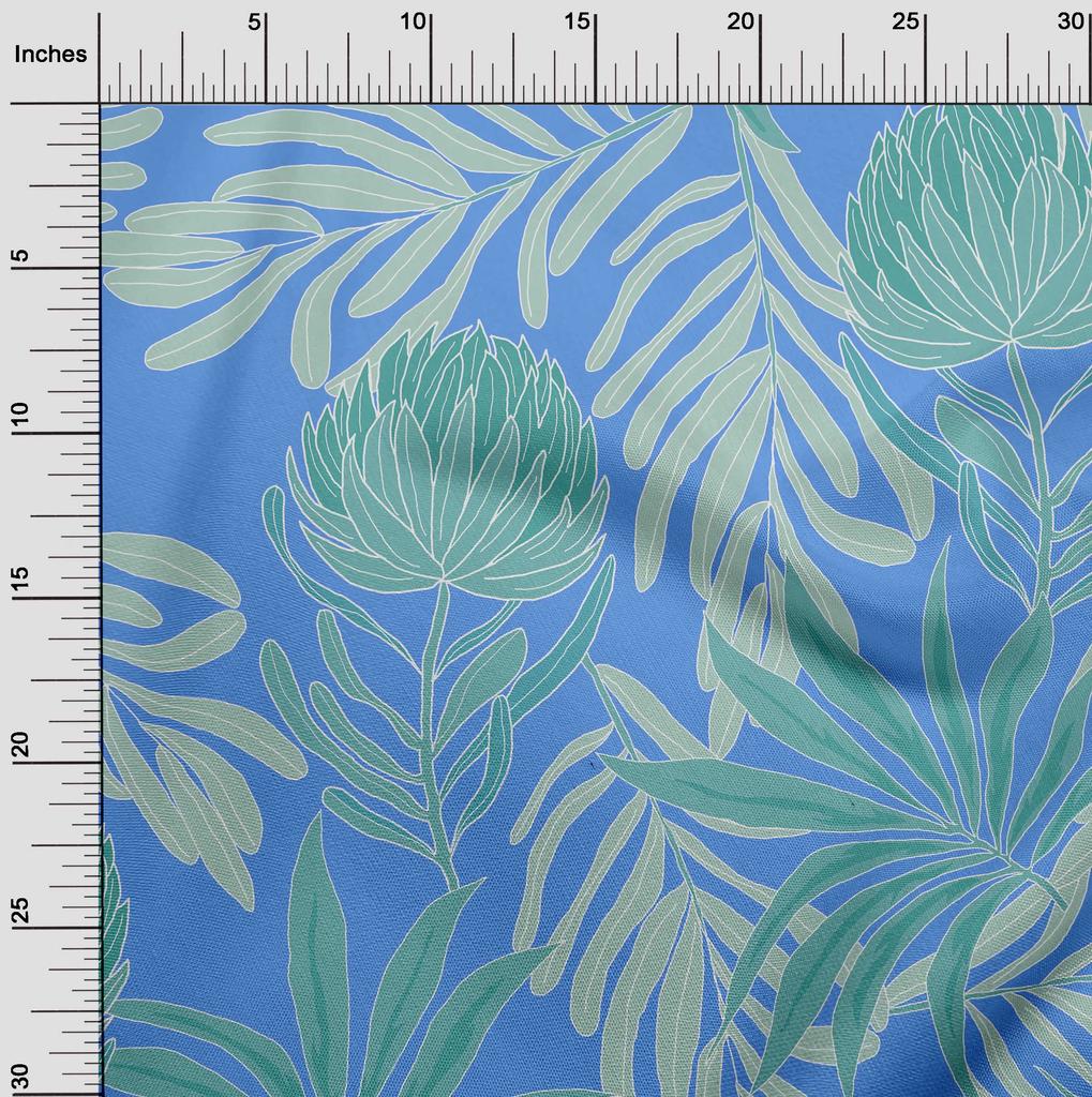oneOone Cotton Poplin Blue Fabric Tropical Floral Quilting Supplies Print Sewing Fabric By The Yard 42 Inch