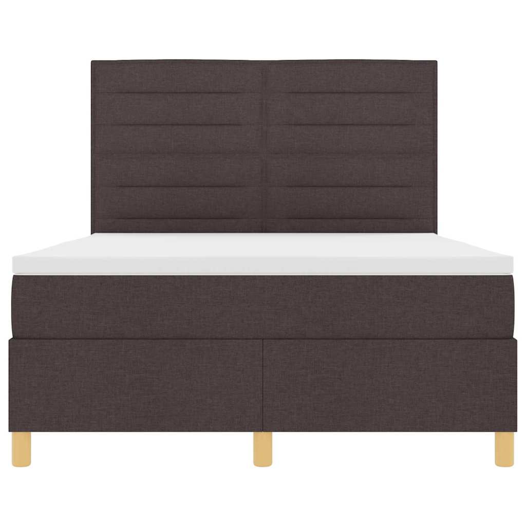Box Spring Bed with Mattress Dark Brown 140 x 190 cm Fabric