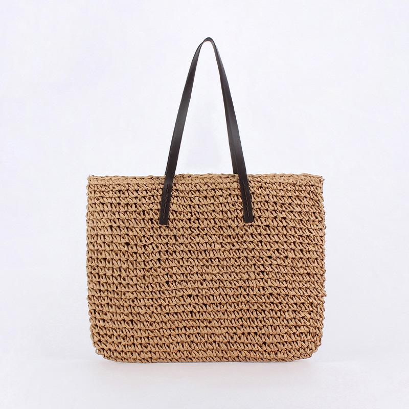 Women's Retro Handmade Large-Capacity Straw Woven Shoulder Beach Bag