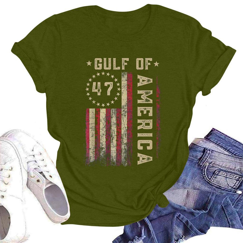 Damska codzienna moda Street Slim z krótkim rękawem Aktualne wydarzenia wokół nadruku T-shirt Top