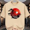Men's Summer Pure Cotton Fashionable Casual Loose Fit Printed Round Neck Short Sleeved T-shirt Top