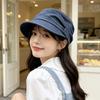 Retro Pleated Equestrian Hat Women's New Big Head Circumference Shows the Face Small Beret Literary and Artistic Versatile Painter Newsboy Hat