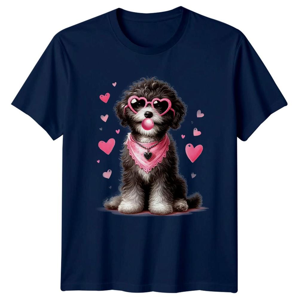 Fluffy Dog Hearts Valentines Day Animals Dogs Unisex Unisex Graphic Tee