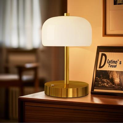 Candeeiro de Mesa Sem Fio Gormena com Cúpula de Vidro, Estilo Japonês Elegante, Candeeiro de Cabeceira, Iluminação Ambiente, 3 Modos de Cor, Regulação Contínua da Intensidade, USB