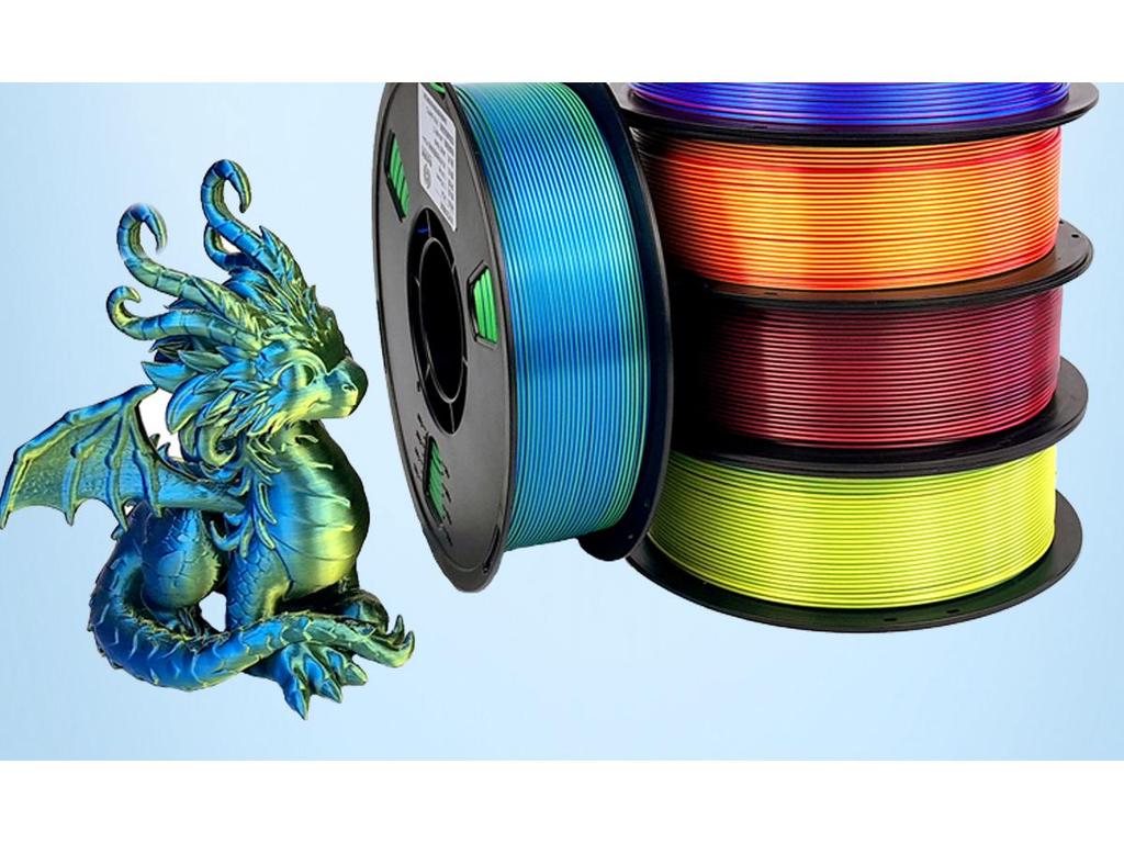 Dual-Color Silk PLA 3D Printing Filament, Non-Clogging & High Toughness, Imitation Metal, 1.75mm, 1kg