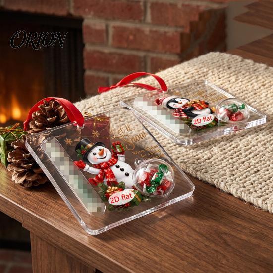 Holiday Tree Hanging Accessory Christmas Cash Gift Ornament, 2D Acrylic Money Holder Ornament with Clear Ball, Indoor Home Decor Decoration