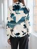 Elegant V-Neck Long-Sleeve Women's Shirt with Floral Print