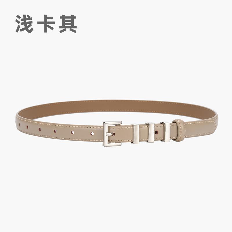Leather Thin Belt Women'S Decorative Dress Skirt Shirt Trousers Waist Waist Waist Belt Silver Buckle