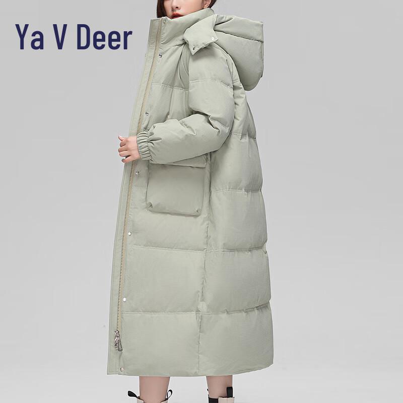 Yalu EE Women's Long Loose Fit Detachable Hood Down Jacket