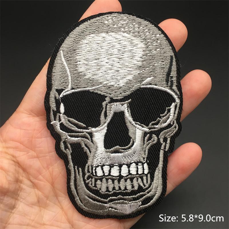 Totenkopf Punk Patches Für Kleidung Stickerei Streifen Diy Abzeichen Nähen Dekoration Kleidung Aufkleber Aufbügeln Aufnäher