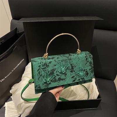 Renda Recortada Cor Sólida Nova Bordado Borboleta Moda Transversal de Ombro Único Portátil Horizontal Pequena Bolsa Quadrada Mulheres