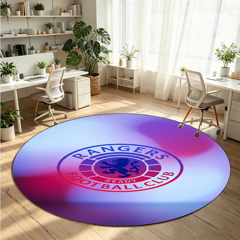 Rangers FC Printed Round Crystal Velvet Rug Soft Non Slip Floor Carpet For Bedroom Holiday Gift