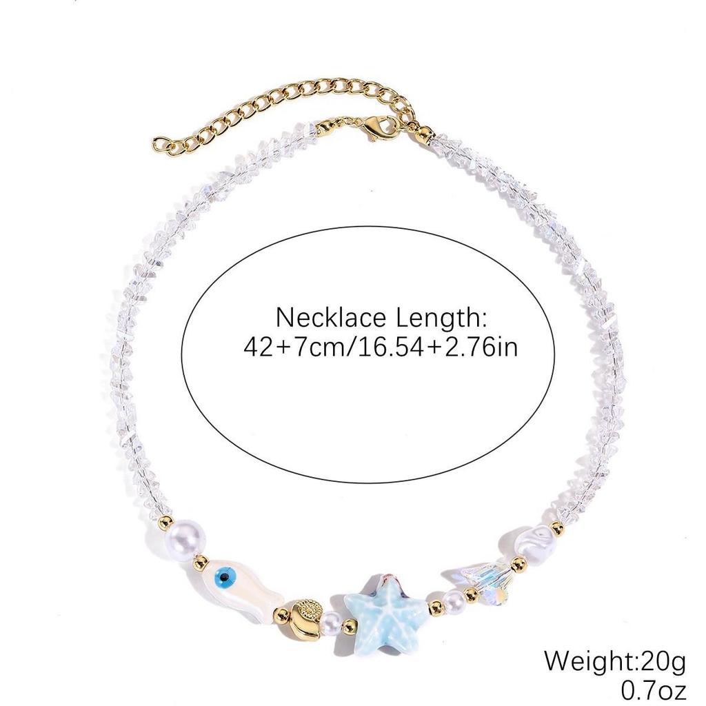 Seaside Elegance: Starfish & Shell Bead Bracelet with Oceanic Flair